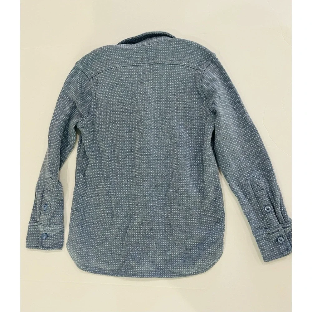 GAP Kids Shirt Boys‎ Size S Birdseye Button Front Long Sleeve Cotton Blend Blue